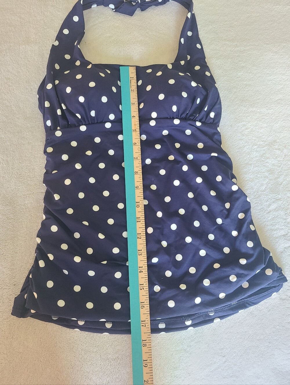 Land's End Navy Polka Dot Tied-Halter Feminine Swim Tankini Size 6 - Picture 7 of 8